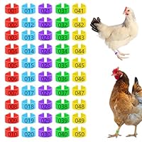 GIEEU 50 PCS Hühnerringe, 16mm Hühnchen Identifikation Beine Ringe, nummerierte Identifikationsbänder für Geflügelzüchter & Hinterhofhalter (Hühner, Enten, Tauben, Gänse)