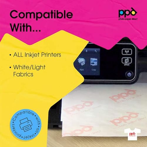 Ppd Inkjet Premium Iron-On White And Light Colored T Shirt Transfers Paper Ltr 8.5X11” Pack Of 20 Sheets (Ppd001-20) #TOP4