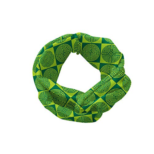 Ambesonne Abstract Headband for Women, Rhythmic Diagonal Squares Tribal Motifs in Mother Nature Tones Illustration, Elastic Comfy Hair Accessory Knotted Head Wrap Everyday Use, XS-S, Jade Green image 4