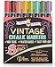 CHALKY CROWN Liquid Chalk Markers - Dry Erase Marker Pens - Chalk Markers for Chalkboards, Signs, Windows, Blackboard, Glass - Reversible Tip (8 Pack) (Vintage, 6mm)