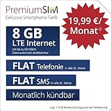 Monatlich inklusive FLAT Internet 8 GB LTE mit max. 50 MBit/s danach deaktivierbare Datenautomatik* + EU-Ausland inklusive