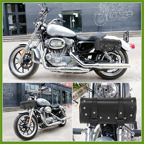 Bolsa de Herramientas para Manillar de Horquilla Universal para Motocicleta, Bolso de Almacenamiento Impermeable de Cuero Sintético Negro miniatura 2