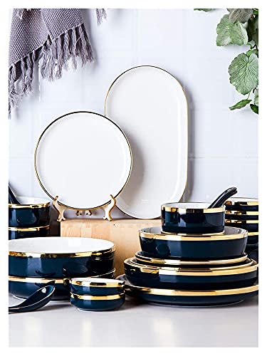 UMJIGF 31/54 Pieces Fine Porcelain Dinnerware Set, Nordic White European-Style Phnom Penh Tableware Set Service for 6-10