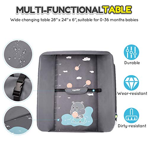 Rolling Baby Changing Table with Wheels, FORSTART Adjustable Height Folding Infant Diaper Station Portable Mobile Nursery Stand with Newborn Lightweight Storage Rack