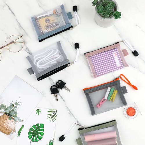 9 Pack Small Zipper Pouch Mini Zipper Mesh Bags Nylon Makeup Storage Bags 3 X 4.3 Inch Card Key Holder Change Purse Portable Travel Cosmetic Pouch for Lipstick Earphone3