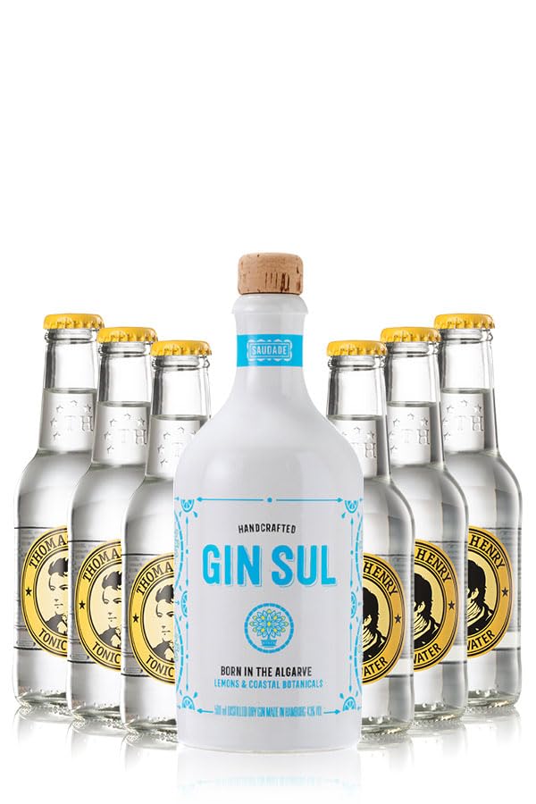 Gin Sul & Tonic Paket (1 x 0,5l) Bester deutscher Gin aus Hamburg und (6 x 0,2l) Tonic Water von Thomas Henry