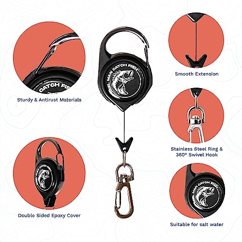 HOOK-EZE Fly Fishing Zinger Retractor for Anglers Vest, Pack of 3 - Fishing Gear and Equipment for Nippers, Forceps, Fly Float Ant, Belt Loops & Backpack - Thumbnail 3