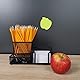 LEVIATAN Schreibtisch Organizer | Stiftehalter Schreibtisch Stifteköcher Tisch-Organizer aus Metall | Büroablage mit Zettelhalter Mesh | 205x103x98mm Schwarz