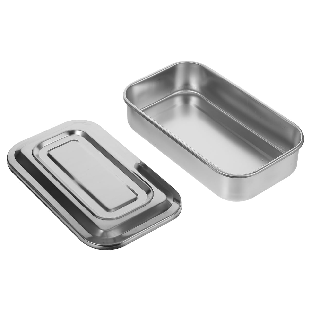 iplusmile Bandeja de instrumentos de acero inoxidable con tapa esterilizador para instrumentos caja con tapa 4 piezas para laboratorio odontología cirugía tatuaje 8,27 x 5,12 x 1,77 pulgadas