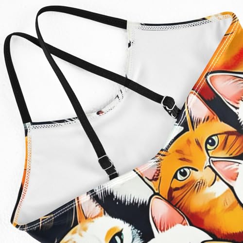 Cats Bathing Suits Kids Quick Dry Crossback Toddler One Piece Swimsuit 3T4