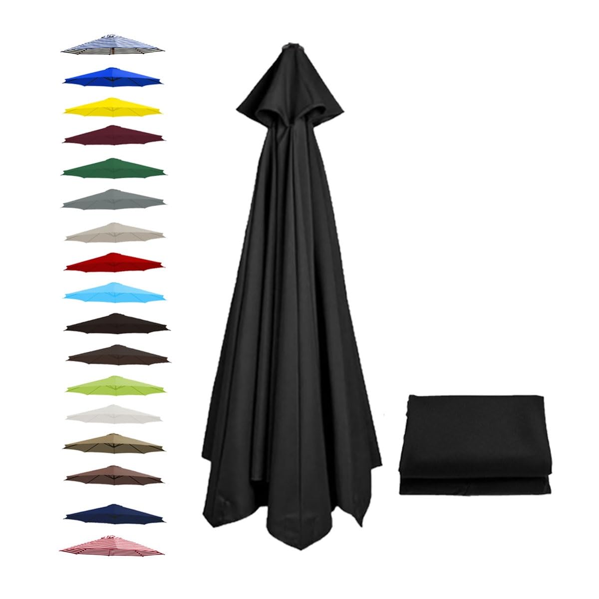 BEEGMA Replacement Parasol Canopy 2.0m 2.50m 2.70m 3.0m Canopy Replacement Top 6 Arms Patio Garden Beach Umbrella Canopy Cover(Color:Black,Size:2.0m/6.5FT)