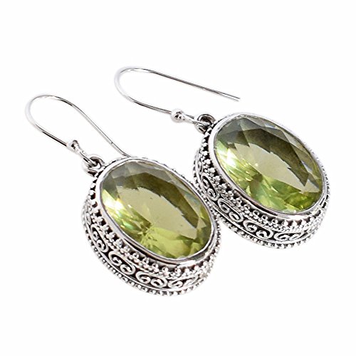 Quartz vert boucles d'oreilles argent cadeau unique femme