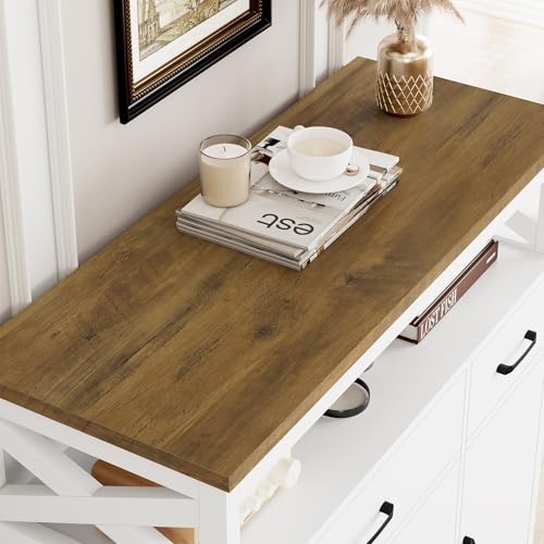 HOCSOK Sideboard, Küchenschrank mit 2 Schubladen und 3 Türen, Küchenkommode, Buffetschrank mit Arbeitsplatte für Wohnzimmer Esszimmer, Verstellbare Ablage, 105x100.5x39.5cm