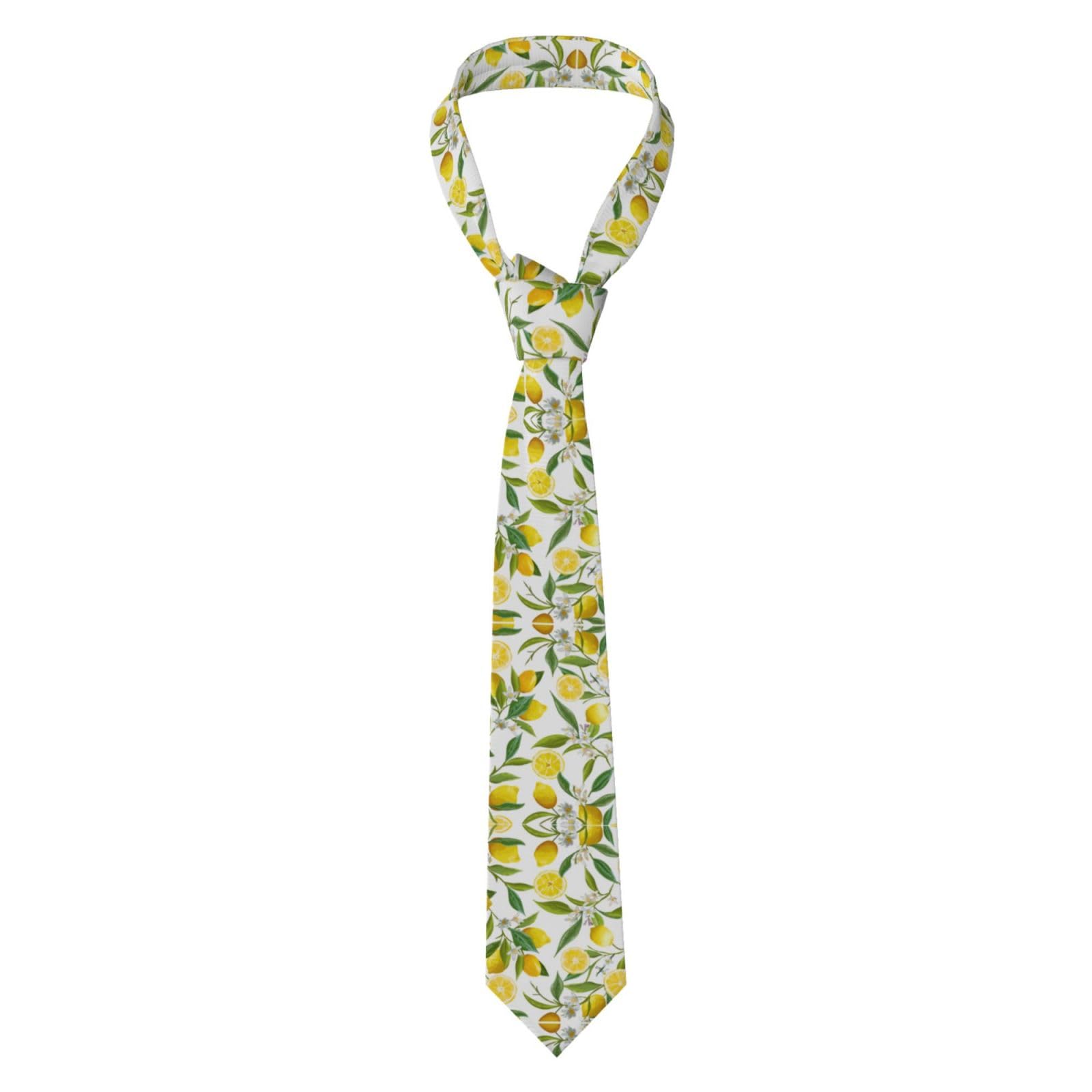 Cpyuqw Unisex Fresh Tropical Lemons Stylish Men's Necktie - Long Skinny Tie With Full Print, Perfect For Business, Wedding, And Formal Wear