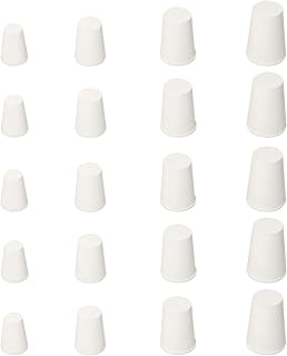 ZZHXSM 20pcs Cone Type Solid White Rubber Plug 4 Sizes Sealed Tube Plug Rubber Waterproof Round Plug for Testing Tubes, Flasks and Other Laboratory Equipment That Need to Be Sealed