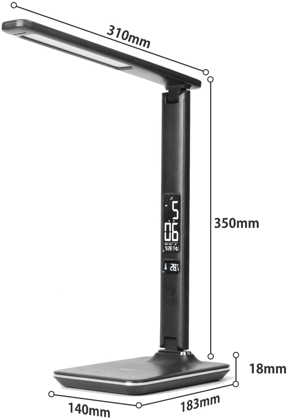 IMMAX KINGFISHER Qi schwarze LED-Tischleuchte mit kabelloser Qi- und USB-Ladung