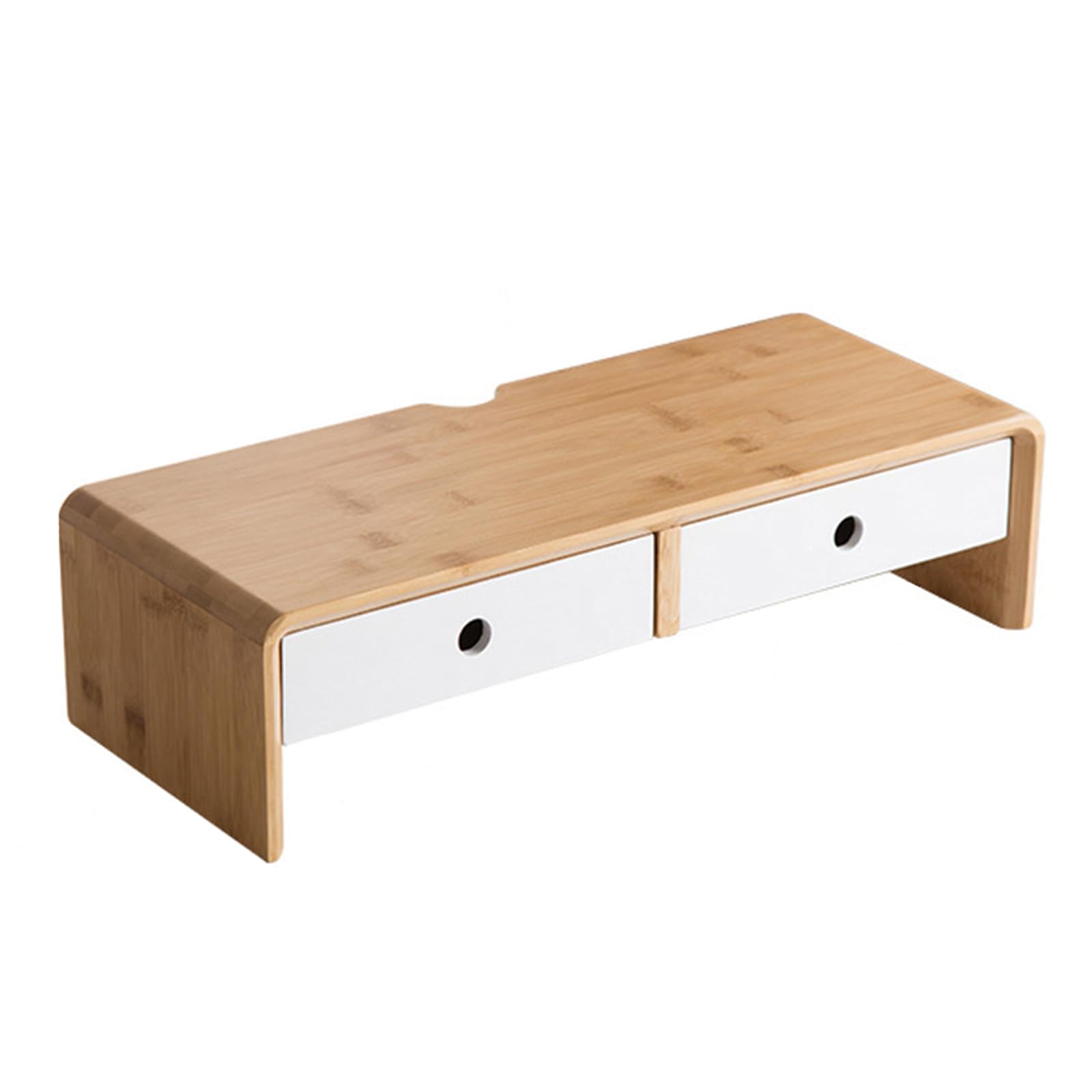 Simcat Supporto per monitor in legno per alzare l'altezza del monitor, organizer da scrivania con 2 cassetti, nessun montaggio richiesto, foro per la gestione dei cavi, accessori da scrivania per casa