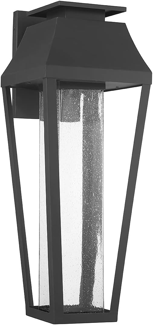 Savoy House 5-355-BK Brookline Traditional Clear Seeded Glass Dark Sky Friendly Outdoor Wall Lantern, Integrated LED 1-Light 14 Watt, 32" H x 12" W, Matte Black