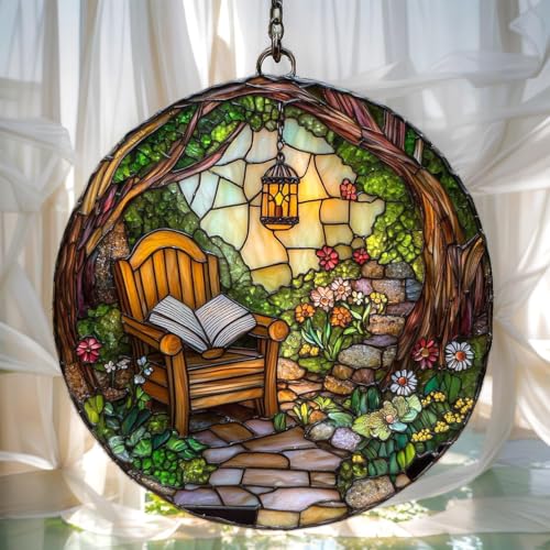 Stunng Readg Garden Acryic Suncatcher -...