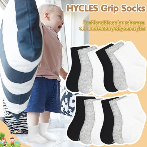 Image of HYCLES Toddler Girl Socks, 12 Pairs Non Slip Ankle Toddler Socks for 1-7 Years Baby Girls Kids