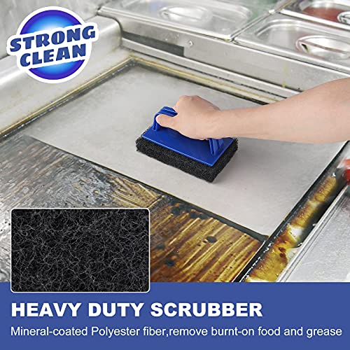 Blackstone Grill Cleaning Kit, Heavy Duty Griddle Scrubber Scouring Pad & Handle, Griddle Cleaning Brush For Charcoal, Gas Grills, Cast Iron Cookware, Oven, Grate, Stovetop #TOP1