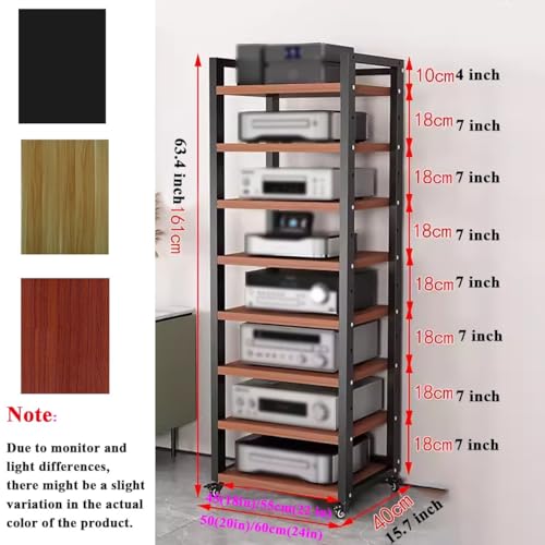 8 Tier 62inch Tall Large Audio Video Tower Media Stand Stereo Rack Component Unit, Speaker Amplifier Game Console Record Player Receiver Cabinet For Home Stage Equipment, Entertainment Center Shelf(Re