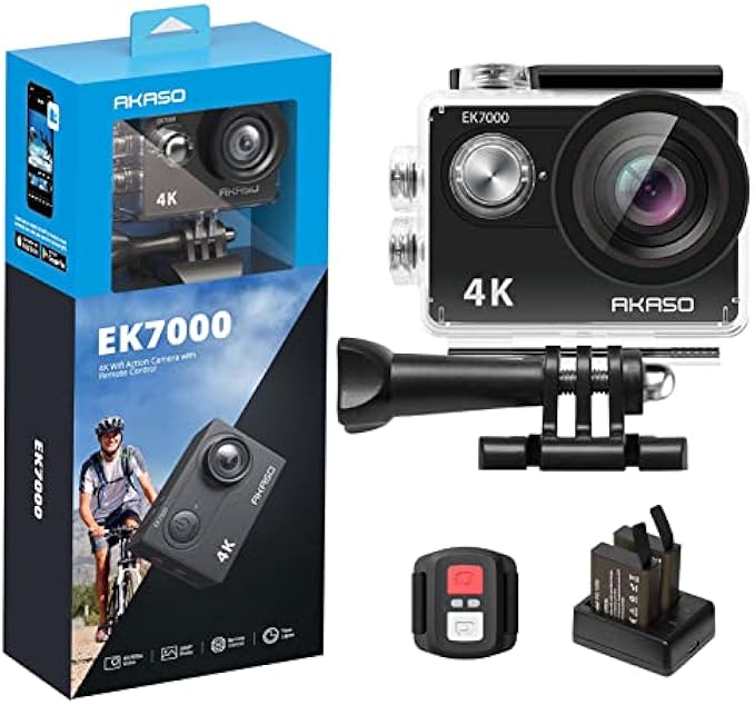 AKASO EK7000 4K30FPS 20MP Action Camera Ultra HD Underwater Camera 170 Degree Wide Angle 98FT Waterproof Camera Support External Microphone