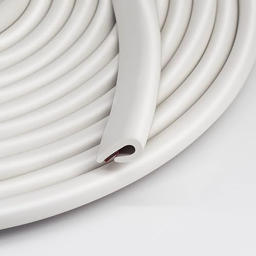 Borde de goma en U de longitud del canal con diseño autoadhesivo para puertas de automóvil, esquinas de mesa, etc. (26 pies 0.27 pulgadas, blanco)