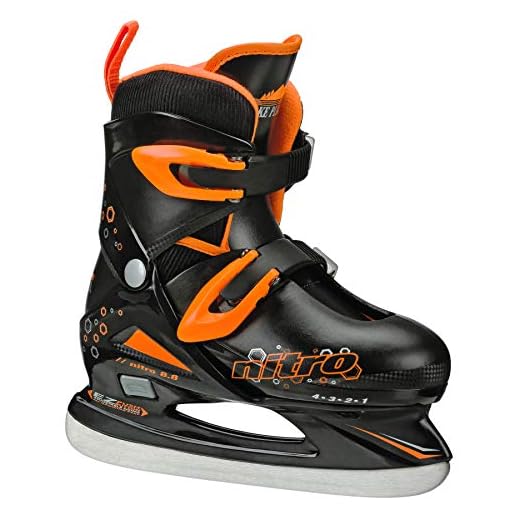 Lake Placid Boys Nitro 8.8 Adjustable Figure Ice Skate, Black/Orange, Medium (1-4)