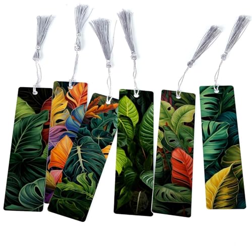 Marque-pages à pompons plantes tropicales lot de 6 signets