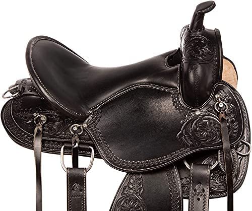 Sella Western Quarter Horse - Pelle Intagliata A Mano, Per Trail E Pleasure, Taglia Adulto/Pony - Foto 10