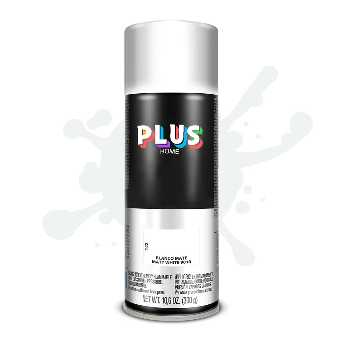 PLUS HOME Pintura Spray 520cc para pintar todo tipo de super cies: madera, metal, cartón, tela, piedra, bra de vidrio, plásticos rígidos, etc para bricolaje y DIY.Blanco Mate (Ral:9010)(Paquete de 6)