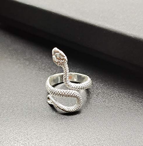 HIIXHC Snake Rings Fashion Animal Rings for Women Snake Ring Vintage Jewelry Rings for Men Adjustable Size (silver snake ring, Adjustable)