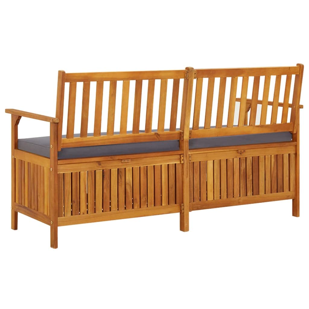 vidaXL Banco de Almacenaje con Cojín Contenedor Otomana Taburete Asiento Butaca Baúl Cofre Patio Muebles Madera Maciza de Acacia 148 cm