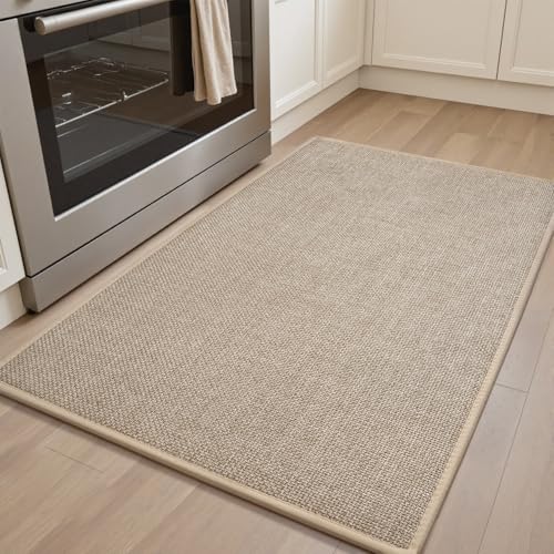 PADOOR Kitchen Mats for Floor-Anti Fatigue Kitchen Rugs Non Slip Washable Super Absorbent, Soft Durable Woven Kitchen Sink Rug Easy to Clean, Comfort Kitchen Floor Mat for Sink Laundry 17"x3