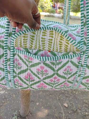 Women’s Cotton Quilted Duffel Bag, Floral Embroidered Travel Bag, Boho Weekend, Overnight, Shopping & Carry-On Shoulder Bag (20x10x10) (24x12x12")3