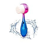Manual Facial Cleansing Brush 2 in 1Double-Sided Facial Cleaning Brush with Soft Bristles (Electroplated Pink-Blue)