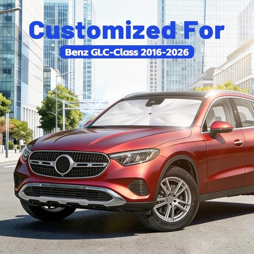 Image of Car Windshield Sun Shade for Benz GLC-Class 2016-2026 -[Reflective Coated Fabric] Sunshade Umbrella for Front Window, Car Shades Sun Visor Keep Car Cool and Protects Interior, 1:1 Exact Fit