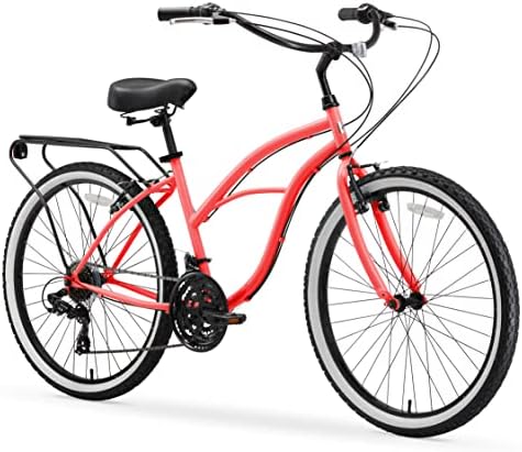 sixthreezero Around The Block Women's Beach Cruiser Bicycle, 21-Speed, 26" Wheels, Coral Pink