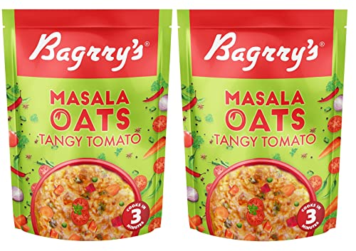 Image of Bagrry's Masala Oats | Tangy Tomato | Source of Protein | High Fibre | Helps Manage Weight | Everyday Tasty Snack| Healthy Snack| Masala Oats 500gm Pouch, Pack of 2