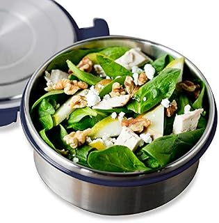 LunchBots Salad Bowl Lunch Container - 4-Cup - Leak Proof Lid - Stainless