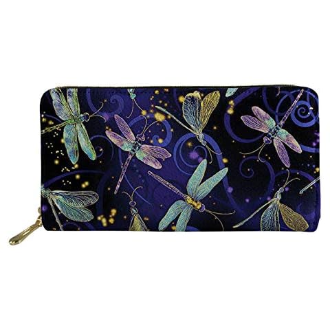 TOADDMOS Watercolor Dragonfly Women Wallet Purse Credit Card Clutch Zip Around Phone Clutch Cute Travel Purse Cover