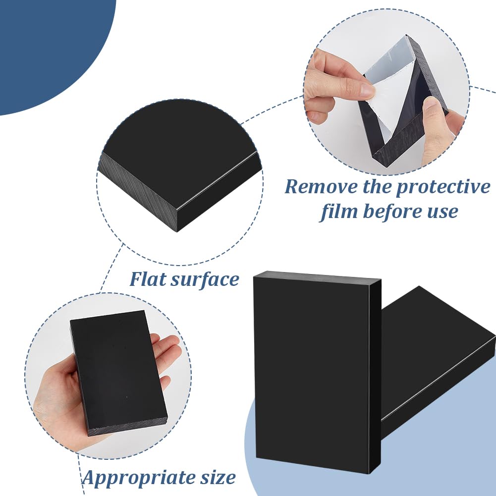 AHANDMAKER Lot de 3 blocs de taraudage en plastique HDPE noir haute densité pour travaux de bricolage et rénovation des sols, prototypage, projets de bricolage, 115 x 76 mm