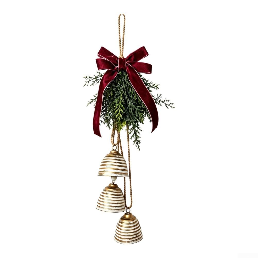Campanas Navideñas Vintage Metal con Cedro Falso 53cm