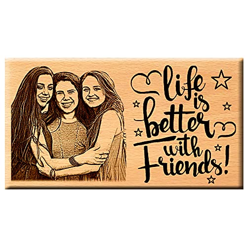 Image of Amazing gifts Best Friends Gifts - Personalize Engraved Wooden Plaque 7X4 Inches, Wall Mount. Rectangular