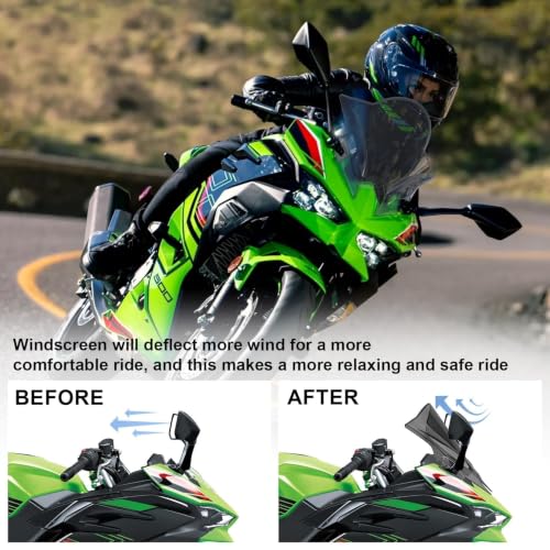 Image of Windshield for NINJA500 SE 2024 2025 2026, PSLER Windscreen Double Bubble Wind Deflector Protector Fairing for NINJA500 SE NINJA 500 2024 2025 2026 (Gray)