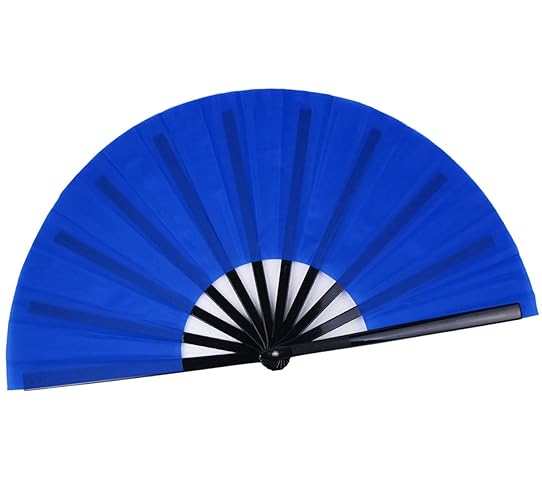 HONSHEN Folding Fan Chinese Hand Fan Performance Fan Nylon-Cloth Fan 13 inch (Blue) - Blue
