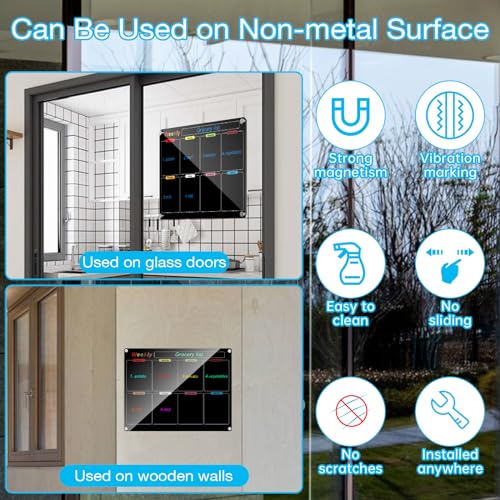Acrylic Magnetic Calendar for Refrigerator 2 Pack 30x40cm/12x16inch Black Fridge Calendar, Dry Erase Planning Boards - Image 3