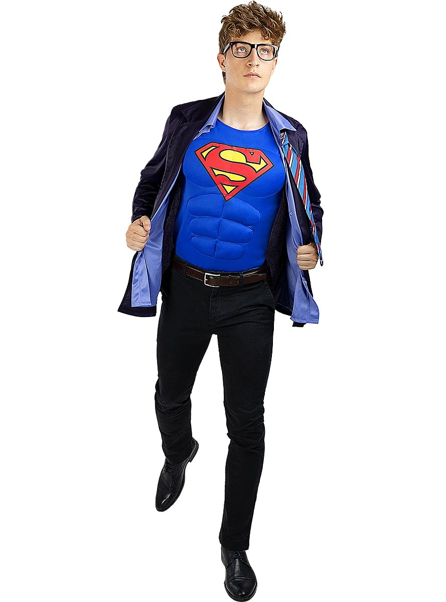 Funidelia | Disfraz Clark Kent para hombre Hombre de Acero, Superhéroes, DC Comics, Justice League - Disfraces para adultos, accesorios para Fiestas, Carnaval y Halloween - Negro