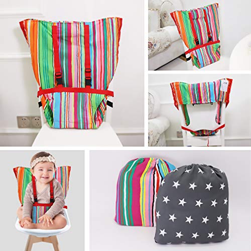 Portable Baby High Chair Safety Seat Harness for Toddler, Travel Easy High Booster Seat Cover for Infant Eating Feeding Camping with Adjustable Straps Shoulder Belt,Holds Up to 38lbs. - Thumbnail 5